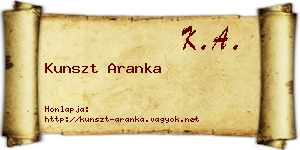 Kunszt Aranka névjegykártya